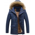 men's winter cold-proof sherpa lined down alternative parka jacket removable fur hood (large, 10-black)