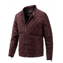 Men's Parka Outdoor Street Daily Fall Winter Regular Coat Stand Collar Regular Fit Warm Breathable Streetwear Casual Jacket Long Sleeve Solid Color Pocket Black Wine Royal Blue / Going out