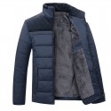 Men's Parka Outdoor Street Daily Fall Winter Regular Coat Stand Collar Regular Fit Warm Breathable Streetwear Sporty Casual Jacket Long Sleeve Plain Pocket Full Zip Black Blue / Going out