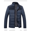 Men's Parka Outdoor Street Daily Fall Winter Regular Coat Stand Collar Regular Fit Warm Breathable Streetwear Sporty Casual Jacket Long Sleeve Plain Pocket Full Zip Black Blue / Going out