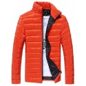 men warm stand collar slim winter zip outerwear jacket (l, gray)