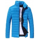 men warm stand collar slim winter zip outerwear jacket (l, gray)