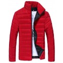 men warm stand collar slim winter zip outerwear jacket (l, gray)