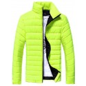 men warm stand collar slim winter zip outerwear jacket (l, gray)