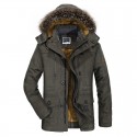 Men's Parka Outdoor Street Daily Fall Winter Long Coat Regular Fit Thermal Warm Breathable Sporty Casual Jacket Long Sleeve Solid Color Fur Trim Pocket Black Blue Army Green / Full Zip / Going out