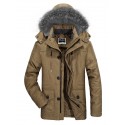 Men's Parka Outdoor Street Daily Fall Winter Long Coat Regular Fit Thermal Warm Breathable Sporty Casual Jacket Long Sleeve Solid Color Fur Trim Pocket Black Blue Army Green / Full Zip / Going out