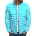 Men's Parka Outdoor Street Daily Fall Winter Short Coat Stand Collar Regular Fit Warm Breathable Streetwear Casual Jacket Long Sleeve Plain Pocket Green Black Blue / Going out