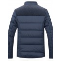 Men's Parka Jacket Outdoor Street Daily Winter Regular Coat Stand Collar Regular Fit Warm Breathable Sporty Casual Jacket Long Sleeve Solid Color Pocket Full Zip Black Blue / Cotton