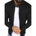 mens long sleeve striped pleated coat solid color cardigan jacket zip up outwear (grey, m)