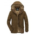Men's Parka Outdoor Street Daily Fall Winter Long Coat Regular Fit Thermal Warm Breathable Sporty Casual Jacket Long Sleeve Solid Color Fur Trim Pocket Green Blue Khaki / Full Zip / Cotton