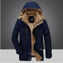 Men's Parka Outdoor Street Daily Fall Winter Long Coat Regular Fit Thermal Warm Breathable Sporty Casual Jacket Long Sleeve Solid Color Fur Trim Pocket Green Blue Khaki / Full Zip / Cotton