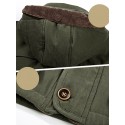 Men's Parka Outdoor Street Daily Fall Winter Long Coat Regular Fit Thermal Warm Breathable Sporty Casual Jacket Long Sleeve Solid Color Fur Trim Pocket Green Blue Khaki / Full Zip / Cotton