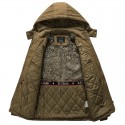 Men's Parka Outdoor Street Daily Winter Regular Coat Stand Collar Regular Fit Warm Breathable Sporty Casual Jacket Long Sleeve Solid Color Pocket Full Zip Black Army Green Khaki / Cotton / Going out