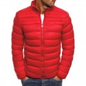 suppion men autumn winter fashion solid color slim fit zipper warm down jacket packable light coat gray