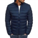 suppion men autumn winter fashion solid color slim fit zipper warm down jacket packable light coat gray