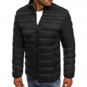 suppion men autumn winter fashion solid color slim fit zipper warm down jacket packable light coat gray