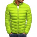 suppion men autumn winter fashion solid color slim fit zipper warm down jacket packable light coat gray