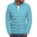suppion men autumn winter fashion solid color slim fit zipper warm down jacket packable light coat gray