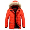 Men's Parka Outdoor Street Daily Fall Winter Regular Coat Regular Fit Warm Breathable Streetwear Casual Jacket Long Sleeve Solid Color Fur Trim Pocket White Yellow Royal Blue / Quilted / Going out