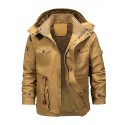 Men's Parka Outdoor Street Daily Fall Winter Regular Coat Regular Fit Warm Breathable Sporty Casual Jacket Long Sleeve Plain Pocket Full Zip Green Black Khaki / Cotton / Going out