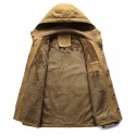 Men's Parka Outdoor Street Daily Fall Winter Regular Coat Regular Fit Warm Breathable Sporty Casual Jacket Long Sleeve Plain Pocket Full Zip Green Black Khaki / Cotton / Going out