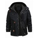 Men's Parka Outdoor Street Daily Fall Winter Regular Coat Regular Fit Warm Breathable Sporty Casual Jacket Long Sleeve Plain Pocket Full Zip Green Black Khaki / Cotton / Going out