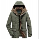 men's winter hooded thicken fleece lined warm midi packable parka jacket (x-small, navy blue)