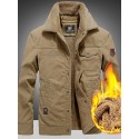 Men's Parka Outdoor Street Daily Fall Winter Long Coat Regular Fit Thermal Warm Breathable Sporty Casual Jacket Long Sleeve Solid Color Fur Trim Pocket Army Green Khaki Navy Blue / Cotton / Going out