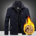 Men's Parka Outdoor Street Daily Fall Winter Long Coat Regular Fit Thermal Warm Breathable Sporty Casual Jacket Long Sleeve Solid Color Fur Trim Pocket Army Green Khaki Navy Blue / Cotton / Going out