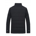 Men's Parka Outdoor Street Daily Winter Regular Coat Regular Fit Warm Breathable Sporty Casual Jacket Long Sleeve Solid Color Pocket Full Zip Black Blue / Going out