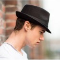 Men's Classical Fedora Hat Solid Colored Fabric leatherette Hat Casual Stylish Dress Hats Retro Gentlemen's Hat