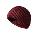 Men's Simple Beanie Slouchy Daily Outdoor Knitted Pure Color Hat Windproof Breathable Sports Fall Winter Men Hats All-match Thicken Warmth Landlord Cap Skull Cap - Black