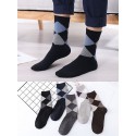 Men's 5 Pairs Socks Casual Socks Comfort Striped Plaid Checkered Solid Colored Medium Fall & Winter Multi color Black Gray