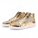 Men's Sneakers Comfort Shoes Sporty Casual Daily Outdoor Walking Shoes PU Wear Proof Black Gold Silver Fall Spring / Sparkling Glitter