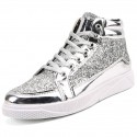 Men's Sneakers Comfort Shoes Sporty Casual Daily Outdoor Walking Shoes PU Wear Proof Black Gold Silver Fall Spring / Sparkling Glitter