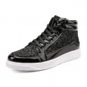 Men's Sneakers Comfort Shoes Sporty Casual Daily Outdoor Walking Shoes PU Wear Proof Black Gold Silver Fall Spring / Sparkling Glitter