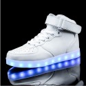 Men's Sneakers LED Light Up Shoes USB Charging Walking Shoes Breathable Wear Proof Outdoor High Top Dailywear School PU Red Pink Gold Summer