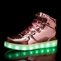 Men's Sneakers LED Light Up Shoes USB Charging Walking Shoes Breathable Wear Proof Outdoor High Top Dailywear School PU Red Pink Gold Summer