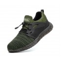 Men Lightweight Safety Shoes  Steel Toe Cap Sports Outdoor Sneakers Slip Resistant Work Shoes Breathable Green Black Grey