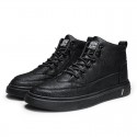 Men's Sneakers Comfort Shoes Casual Daily Walking Shoes PU Mid-Calf Boots Black Khaki Fall Spring