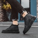 Men's Sneakers Comfort Shoes Casual Daily Walking Shoes PU Mid-Calf Boots Black Khaki Fall Spring