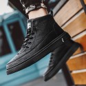 Men's Sneakers Comfort Shoes Casual Daily Walking Shoes PU Mid-Calf Boots Black Khaki Fall Spring