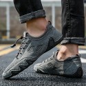 Men's Sneakers Casual British Daily Outdoor Walking Shoes Mesh Massage Non-slipping Light Brown Gray Fall Summer