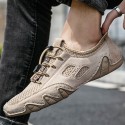 Men's Sneakers Casual British Daily Outdoor Walking Shoes Mesh Massage Non-slipping Light Brown Gray Fall Summer