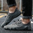Men's Sneakers Casual British Daily Outdoor Walking Shoes Mesh Massage Non-slipping Light Brown Gray Fall Summer