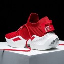 Men's Trainers Athletic Shoes Casual Athletic Walking Shoes Elastic Fabric Breathable Non-slipping Wear Proof Black and White White Red Fall