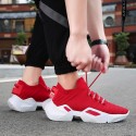 Men's Trainers Athletic Shoes Casual Athletic Walking Shoes Elastic Fabric Breathable Non-slipping Wear Proof Black and White White Red Fall