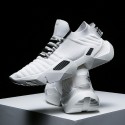 Men's Trainers Athletic Shoes Casual Athletic Walking Shoes Elastic Fabric Breathable Non-slipping Wear Proof Black and White White Red Fall