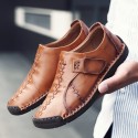 Men's Loafers & Slip-Ons Leather Shoes Casual Chinoiserie Daily Leather Handmade Dark Brown Black Yellow