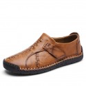 Men's Loafers & Slip-Ons Leather Shoes Casual Chinoiserie Daily Leather Handmade Dark Brown Black Yellow